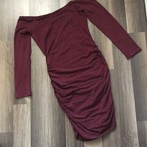 Off Shoulder Burgundy Dress